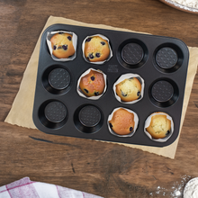 Load image into Gallery viewer, Hairy Bikers 12 Cup Muffin Pan - Black