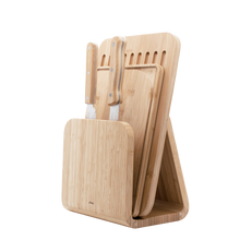 Load image into Gallery viewer, Pebbly Boards, Knives & Holder - 5 Piece Set