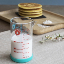 Load image into Gallery viewer, Pebbly Blue Glass Measuring Jug with Silicone Base - 200 ml