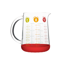 Load image into Gallery viewer, Pebbly Red Glass Measuring Jug with Silicone Base - 1000 ml