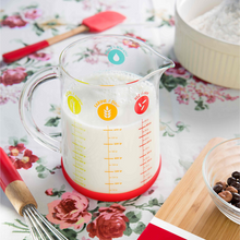 Load image into Gallery viewer, Pebbly Red Glass Measuring Jug with Silicone Base - 1000 ml