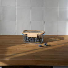 Load image into Gallery viewer, Pebbly Rectangular Glass Canister with Glass Lid and Vacuum Cap - 460 ml