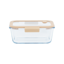 Load image into Gallery viewer, Pebbly Rectangular Glass Canister with Glass Lid and Vacuum Cap - 1200 ml