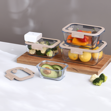 Load image into Gallery viewer, Pebbly Rectangular Glass Canister with Glass Lid and Vacuum Cap - 1200 ml