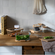 Load image into Gallery viewer, Pebbly 5 Piece Set: 4 Rectangular Glass Storage Boxes & Air Vacuum Pump