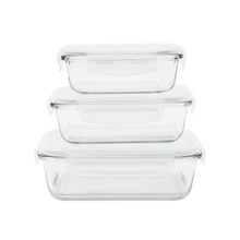 Load image into Gallery viewer, Pebbly 3 Piece Rectangular Glass Container Set