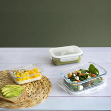 Load image into Gallery viewer, Pebbly 3 Piece Rectangular Glass Container Set