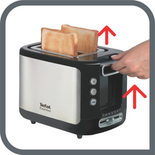Load image into Gallery viewer, Tefal Express 2 Slice Toaster Black Stainless Steel