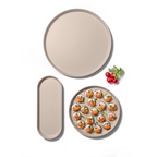 Blim+ Minerva Tray Large in beige, with a round tray and canapés