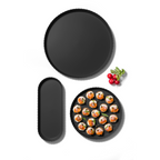 Blim+ Minerva Tray Large in black, with a round tray and canapés