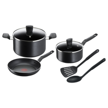Load image into Gallery viewer, Tefal Black Aluminum Non-Stick 7 Piece Cookware Set

