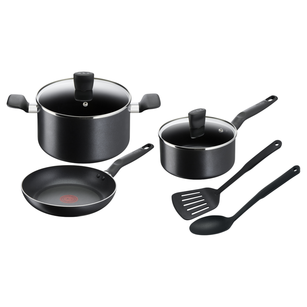 Tefal Black Aluminum Non-Stick 7 Piece Cookware Set