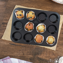 Load image into Gallery viewer, Hairy Bikers 12 Cup Muffin Pan - Black
