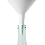 Blim+ Dolina Funnel in white, placed in a glass bottle