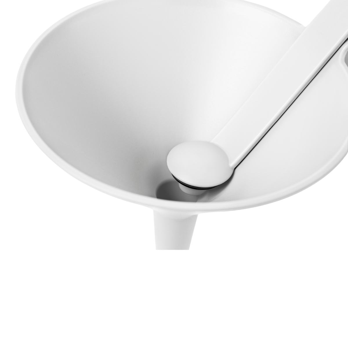 Blim+ Dolina Funnel in white, top view with the handle