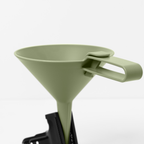Blim+ Dolina Funnel in green, side view with the handle folded out