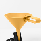 Blim+ Dolina Funnel in yellow, side view with the handle folded out