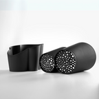 Blim+ Gocciolo Cutlery Drainer in black, with the two parts shown side by side