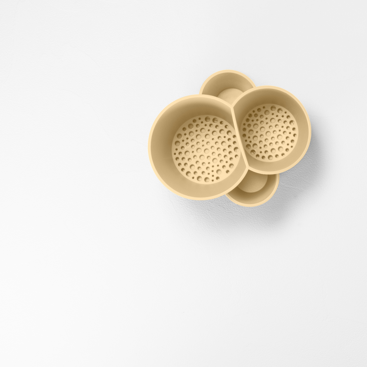 Blim+ Gocciolo Cutlery Drainer in pale yellow, seen from above
