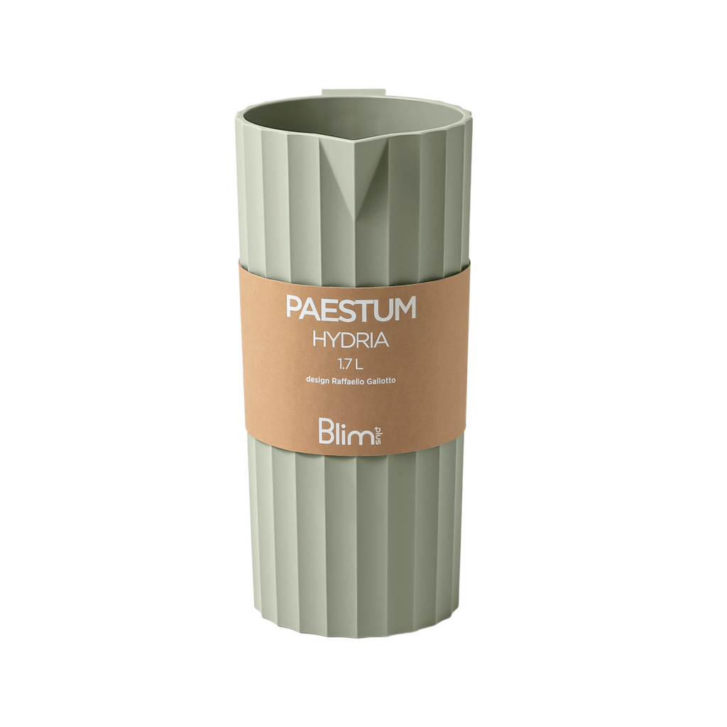 Blim+ Carafe Hydria in green, with its paper packaging band