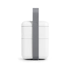Blim+ Lunchbox Bauletto Medium in white with the handle raised, front view