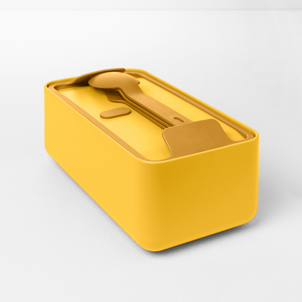 Blim+ Lunchbox Bauletto Small in yellow, closed, front view