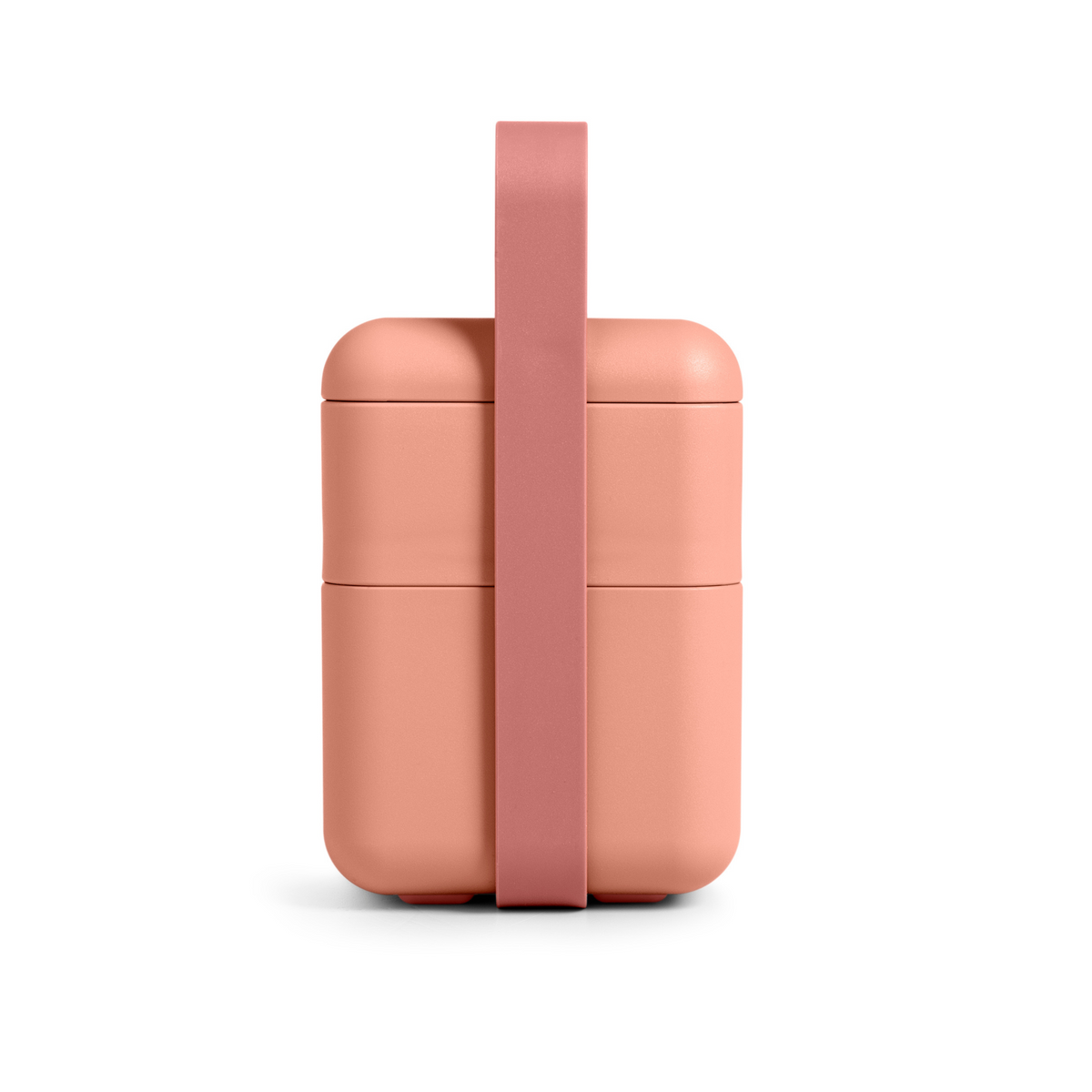 Blim+ Lunchbox Bauletto Medium in pink with the handle raised, front view