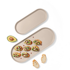 Blim+ Minerva Tray Large in beige, oval tray with canapés and avocado