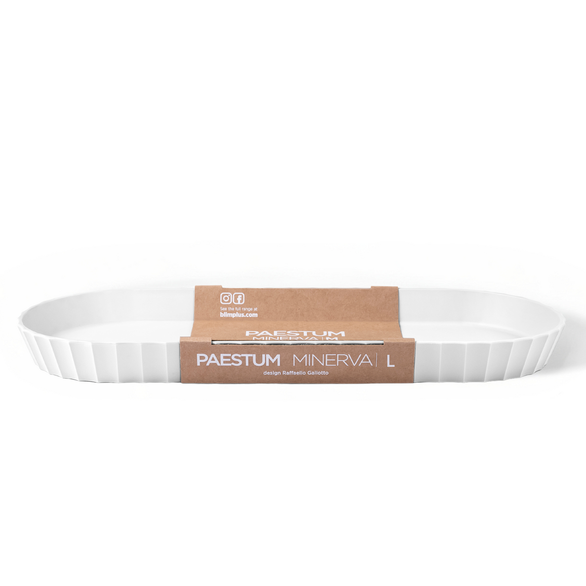 Blim+ Minerva Tray Large in white, with its paper packaging band