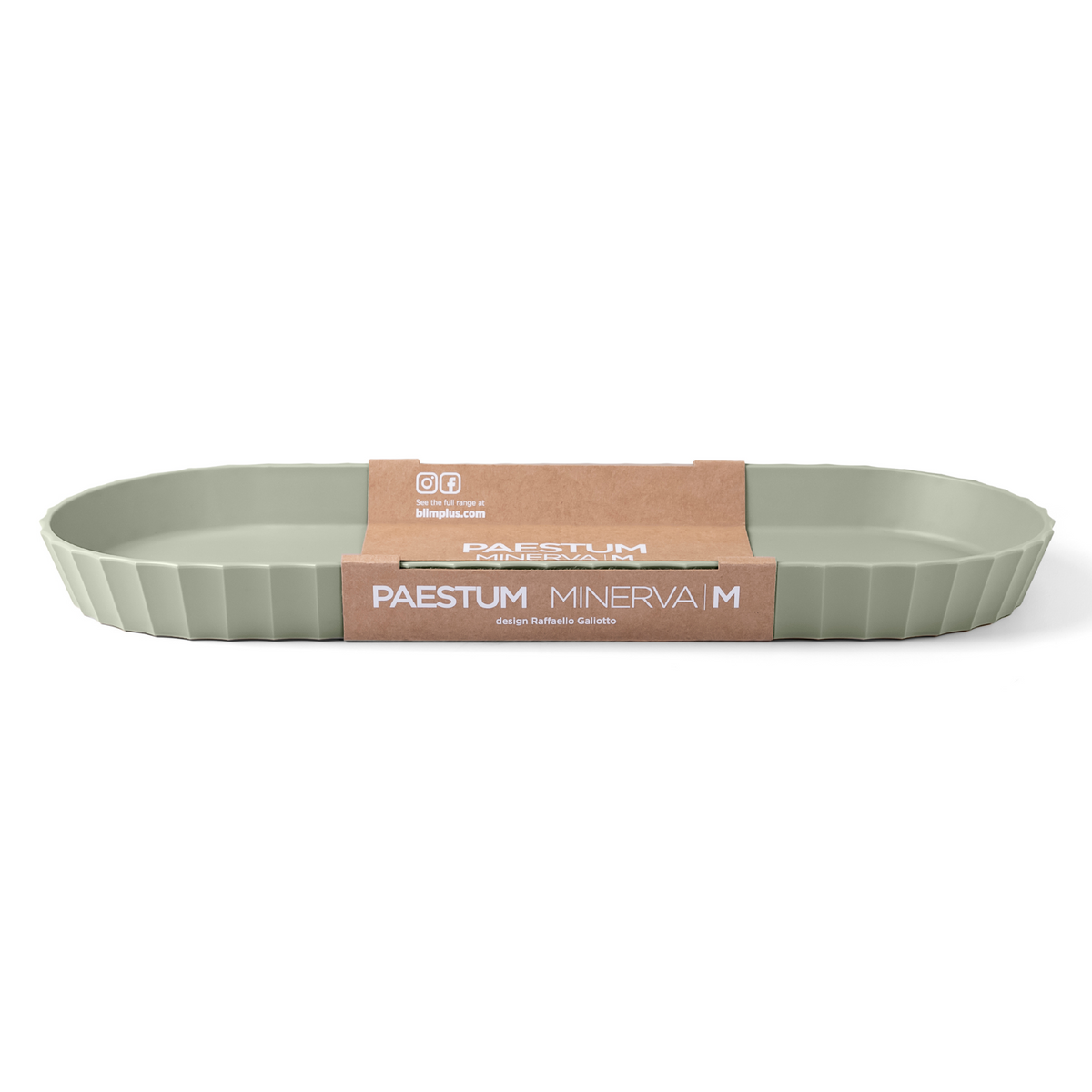 Blim+ Minerva Tray Medium in green, with its paper packaging band