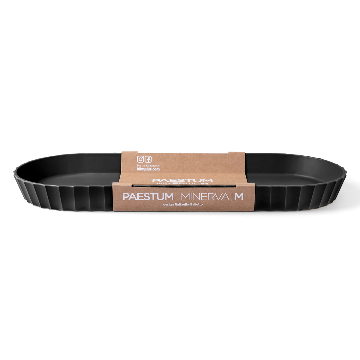 Blim+ Minerva Tray Medium in black, with its paper packaging band