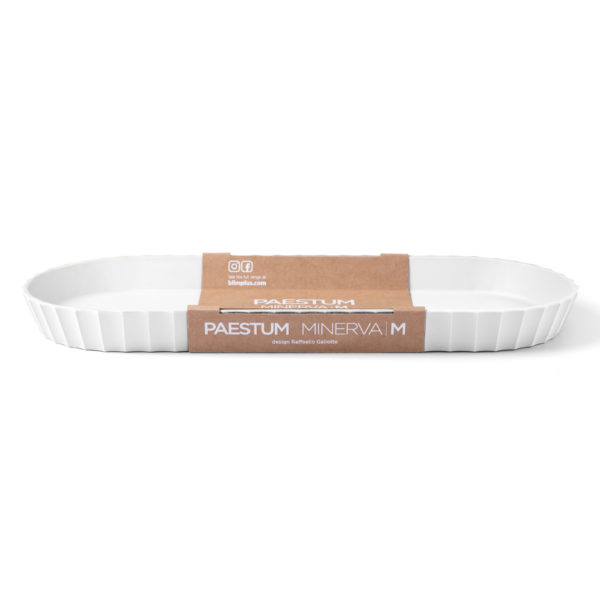 Blim+ Minerva Tray Medium in white, with its paper packaging band