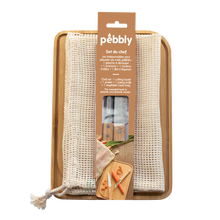 Load image into Gallery viewer, Pebbly Chef Set: 1 Cutting board, 1 Peeler, 1 Paring Knife &amp; 1 Vegetable Bag
