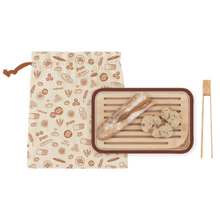 Load image into Gallery viewer, Pebbly Baker Set - 1 Bread Board, 1 Toast Tong &amp; 1 Bread Bag
