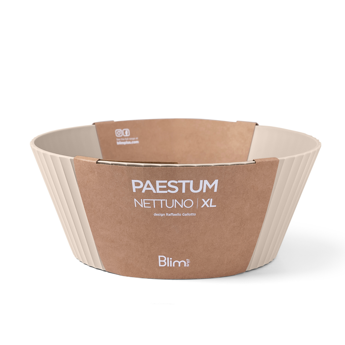 Blim+ Nettuno Bowl Extra Large in beige, with its paper packaging band