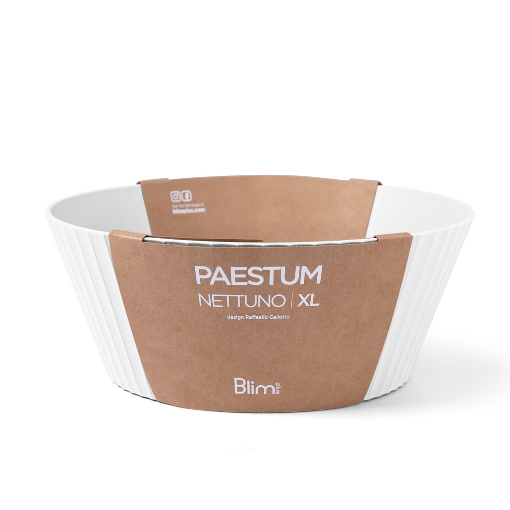 Blim+ Nettuno Bowl Extra Large in white, with its paper packaging band