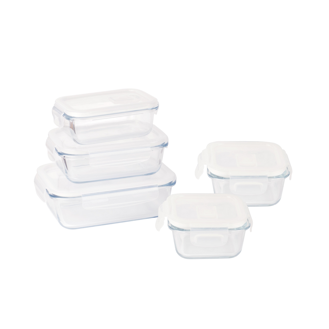 Pebbly Glass Food Containers Starter Set - Set of 5