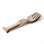 Blim+ Serving Tools Paestum in beige, the serving spoon and fork in their packaging