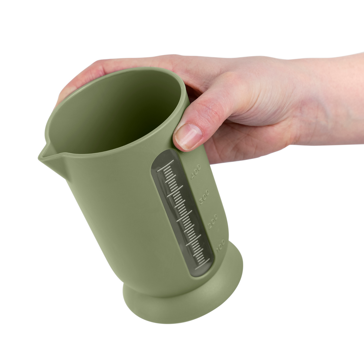 Blim+ QB Carafe Small in green, held in a hand