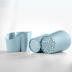 Blim+ Gocciolo Cutlery Drainer in blue, with the two parts shown side by side