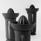 Blim+ UFO Juicer with QB Carafe in black, with juicer and carafes in different sizes