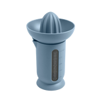 Blim+ UFO Juicer with QB Carafe in blue, front view