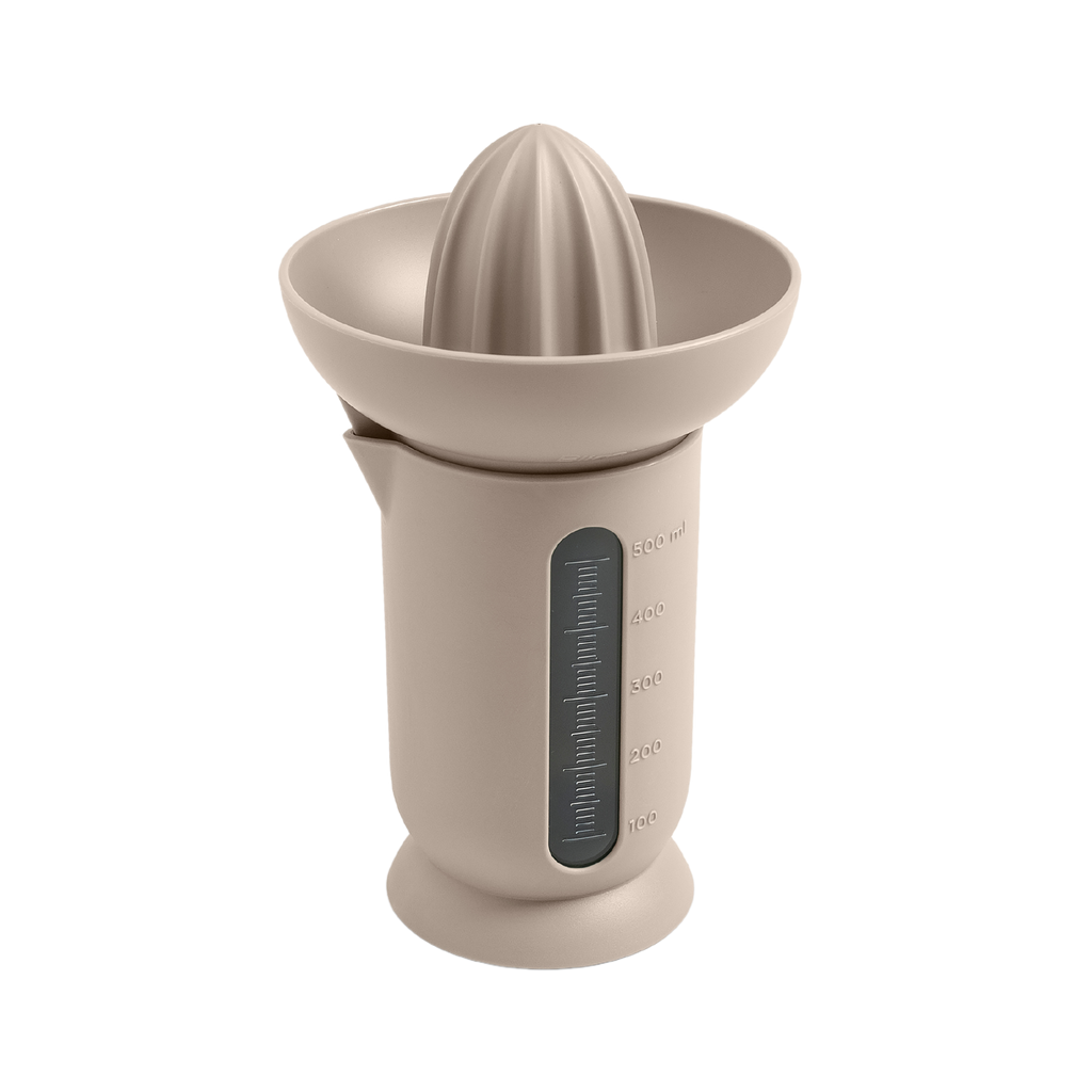 Blim+ UFO Juicer with QB Carafe in taupe, front view