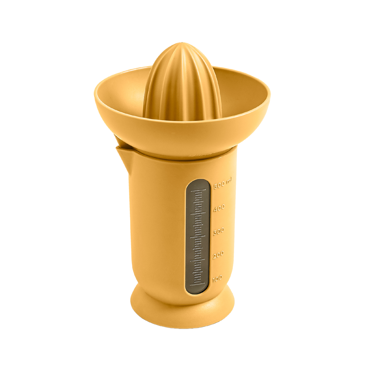 Blim+ UFO Juicer with QB Carafe in yellow, front view