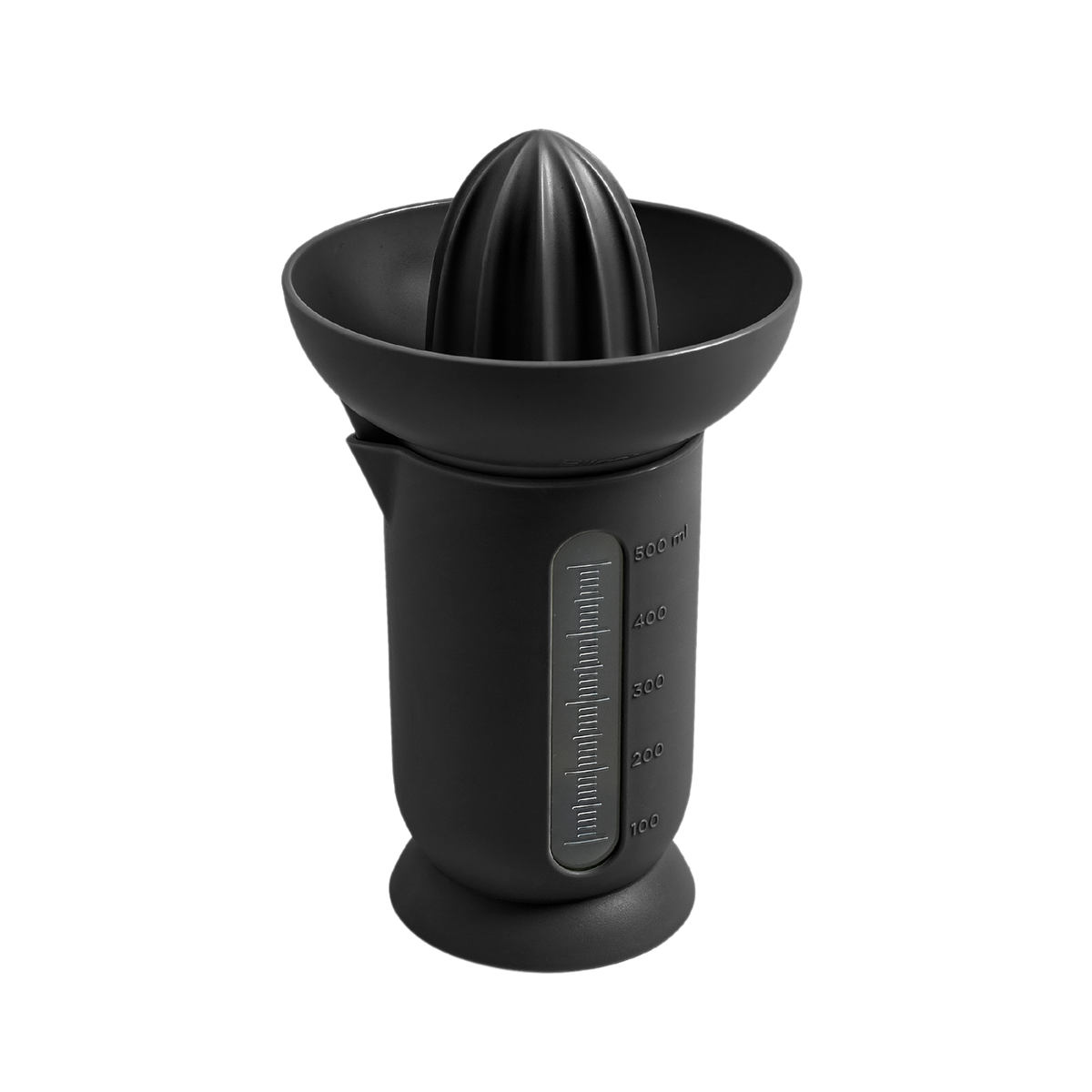 Blim+ UFO Juicer with QB Carafe in black, front view