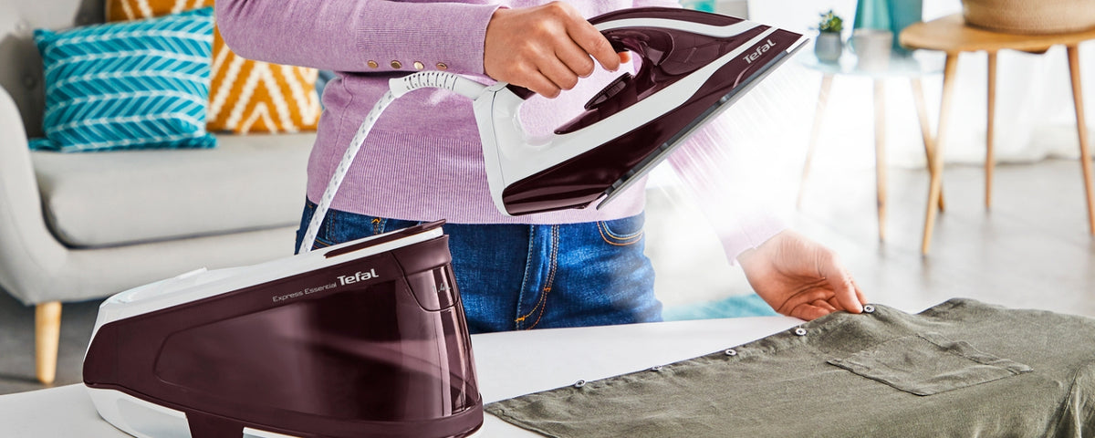 Ironing a shirt with a Tefal steam generator iron