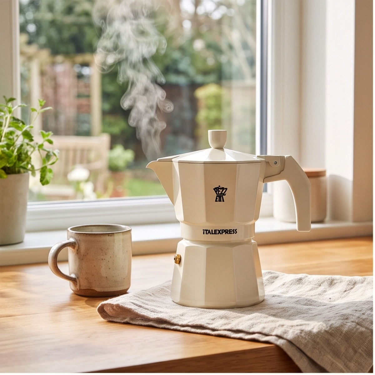Pezzetti Ital Express Stove Top Coffee Maker - Pastel Cream